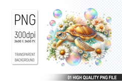 Summer Turtle Clipart PNG Bundle, High Quality PNG Files Product Image 16