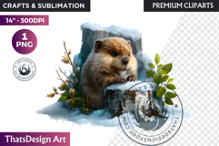 Beaver Watercolor Arctic Winter Animal Clipart Wildlife PNG Product Image 1