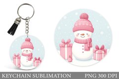 Cute Snowman Keychain Design. Snowman Keychain Sublimation Product Image 1