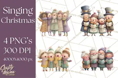 Christmas Carolers Clipart PNG, Holiday Choir Clip Art Product Image 1