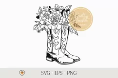 Cowboy boots with flowers svg, Cowgirl svg, Western svg, png Product Image 1