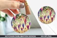 Flower Keychain Sublimation - Spring Keychain PNG Design Product Image 1