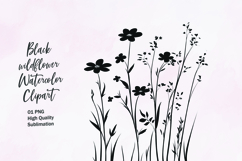 Black wildflower outline clipart sublimation Product Image 1