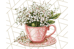 Vintage Floral Teacup Clipart PNG, Blooming Teacups Clip Art Product Image 5