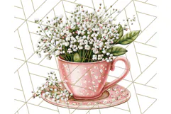 Vintage Floral Teacup Clipart PNG, Blooming Teacups Clip Art Product Image 5