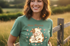Moo Mama Png, Cow Mom Png Design, Cute Cow Calf Sublimation Product Image 1