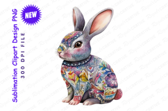 Watercolor Rabbit With Colorful Pattern Detailed Clipart Product Image 1