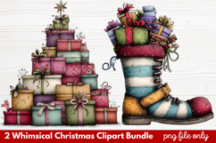 2 Whimsical Christmas Clipart | Cute Festive Holiday PNG Product Image 1