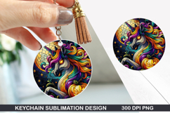 Unicorn Keychain Sublimation - Halloween Keychain PNG Design Product Image 1