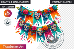 Floral Day of the Dead Clipart PNG sugar skull la catrina Product Image 1