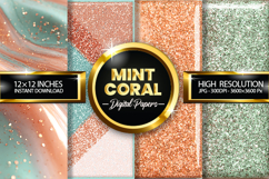Mint Coral Digital Papers - 04 variations Product Image 1