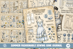Summer Fashionable Sewing Junk Journal Pages Product Image 1