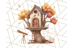 Autumn Treehouse &amp; Woodland Cabin PNG Clipart Product Image 5