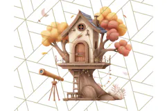 Autumn Treehouse & Woodland Cabin PNG Clipart Product Image 5