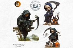 Kids Halloween cliparts, The grim reaper halloween character Product Image 10