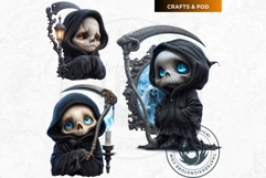 Kids Halloween cliparts, The grim reaper halloween character Product Image 7