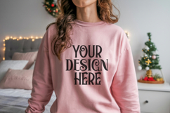Christmas Gildan 18000 Light Pink Sweatshirt Mockups Product Image 1