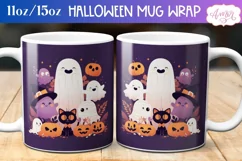 Cute ghost mug wrap PNG for sublimation, Halloween mug wrap Product Image 1
