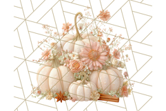 Pumpkin Clipart with Fall Flowers PNG Autumn Illustration Product Image 5