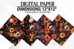 Halloween Flowers Digital Paper - Halloween Background Product Image 1
