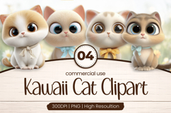 Big Eyes Kawaii Kittens Clipart Sublimation PNG Product Image 1