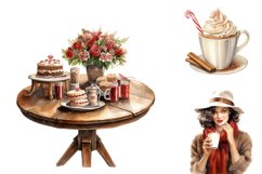 Vintage Christmas Coffee Shop Clipart, Chrismas Coffee png Product Image 6