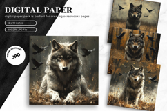 Wolf Wall Art Digital Paper Backgrounds Printable Scrapbook Product Image 1
