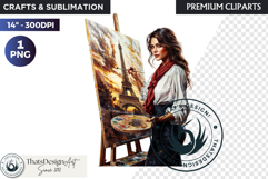 French Girl Clipart PNG, French woman, I love Paris Clipart Product Image 1