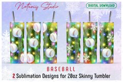 2 Baseball Christmas Tumbler - 20oz SKINNY TUMBLER. Product Image 1