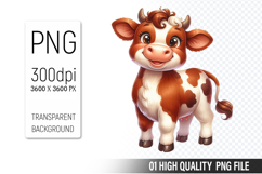 Cow Clipart PNG, Farm Animals Clipart, Rustic Farm Art Product Image 1