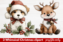 2 Whimsical Christmas Clipart | Cute Holiday PNG Set Product Image 1