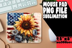 Sunflower American Flag Sublimation Mouse Mat Product Image 1