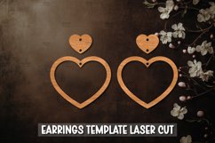 Valentine Heart Template earrings SVG I Laser Cut Files Product Image 1