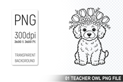 Cute Floral Dog, Animal Sublimation Clipart PNG Product Image 1