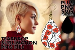 Sublimation-Perfect Teardrop Earrings with Flowers Product Image 1