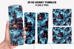 House Skinny Tumbler 20oz Wrap Design, Halloween Tumbler Product Image 1