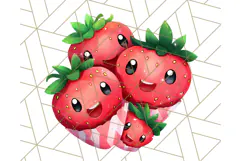 Strawberry Fruit PNG Clipart, Adorable Kawaii Characters Png Product Image 5