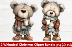 2 Whimsical Christmas Clipart | Cute Festive Holiday PNG Product Image 1