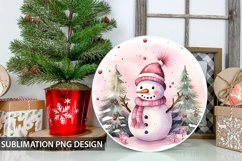 Christmas Snowman Round Sign - Snowman Round Sublimation Product Image 1