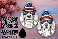 Dog with American Teardrop Earrings Flag Sublimation Design Product Image 1