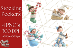 Christmas Stockings & Sleighs Clipart PNG Cute Holiday Product Image 1