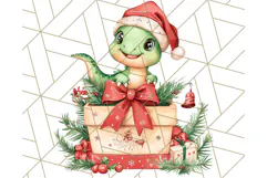 Christmas Dinosaur PNG Clipart, Cute Dino Holiday Art Png Product Image 5