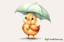 Cute Aqua Easter Watercolor Clipart PNG Product Image 1