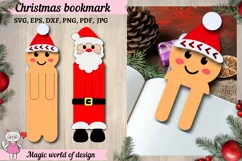 Christmas Bookmark SVG, LayeredS anta Claus gingerbread Product Image 1