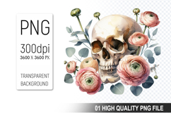 Cute Floral skull PNG, Valentine&#039;s Day Animal PNG Product Image 1