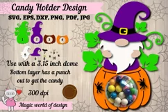 Gnome in a pumpkin candy dome svg, paper cut file Product Image 1