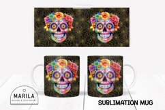 Floral Skull Mug Sublimation Design / halloween Mug #17 Product Image 1