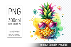 Summer Cute Pineapple Clipart | Sublimation Clipart PNG File Product Image 1