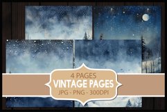4 Vintage Winter Digital Papers I Junk Journal Pages Product Image 1
