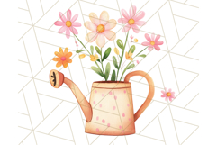 Pastel Watercolor Spring Clipart, Cheerful Floral Png Design Product Image 5